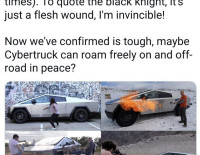 Тесла попала! Cybertruck, как оказалось и горит, и пулепробивной