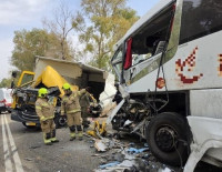 В ДТП на шоссе 91 автобус столкнулся с грузовиком: 1 человек погиб, 19 человек ранено