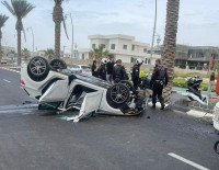 В Ашкелоне эпичная дамская авария с переворотом